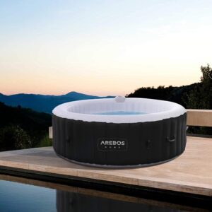 🧊 Whirlpools für Balkon & Terrasse – Arebos aufblasbarer 6-Personen-Whirlpool für drinnen und draußen, 1000 Düsen, rund, 1000 Liter, Spa-Pool für Massage, Heizung, Wellness