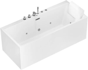 ⭐ Luxus Whirlpools  – Home Deluxe Bernstein-Badewanne mit Whirlpool-Funktion – 170 x 58 x 80 cm I Acryl-Badewanne, Spa, Luxus-Badewanne, Badezimmer, Massagedüsen, Eck-Whirlpool, freistehend, LED-Beleuchtung, zwei Personen