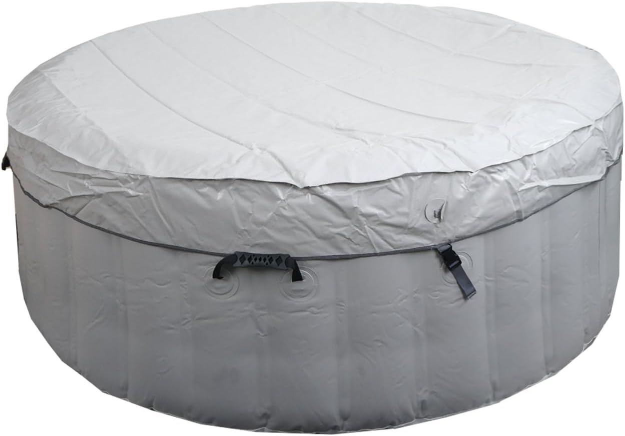 👨👩👧👦 Whirlpools für Familien & Gruppen – Mendler Whirlpool HWC-N97 Ersatzpool für 4 Personen, Indoor/Outdoor aufblasbar, PVC laminiert, rund, Durchmesser 180 cm, grau/weiß – Bild 9