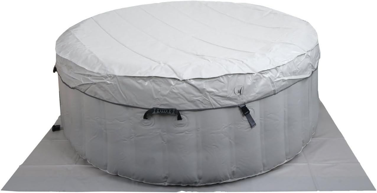 👨👩👧👦 Whirlpools für Familien & Gruppen – Mendler Whirlpool HWC-N97 4 Personen Indoor/Outdoor beheizbare aufblasbare Pumpe, PVC laminiert, rund, Durchmesser 180 cm, grau/weiß – Bild 7