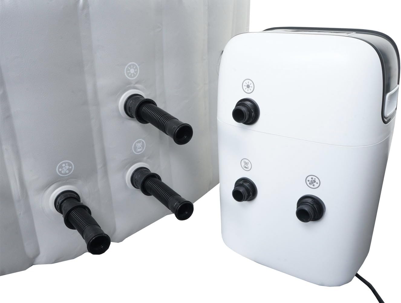 👨👩👧👦 Whirlpools für Familien & Gruppen – Mendler Whirlpool HWC-N97 4 Personen Indoor/Outdoor beheizbare aufblasbare Pumpe, PVC laminiert, rund, Durchmesser 180 cm, grau/weiß – Bild 5