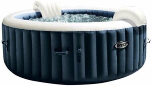 👨‍👩‍👧‍👦 Whirlpools für Familien & Gruppen – Intex PureSpa 28430EX Aufblasbare Whirlpool-Blasenmassage, 4 Personen, 140 Düsen, Heizung, PVC, Marineblau, Durchmesser 196 x 71 cm