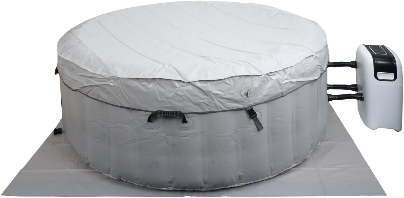 👨👩👧👦 Whirlpools für Familien & Gruppen – Mendler Whirlpool HWC-N97 4 Personen Indoor/Outdoor beheizbare aufblasbare Pumpe, PVC laminiert, rund, Durchmesser 180 cm, grau/weiß – Bild 9
