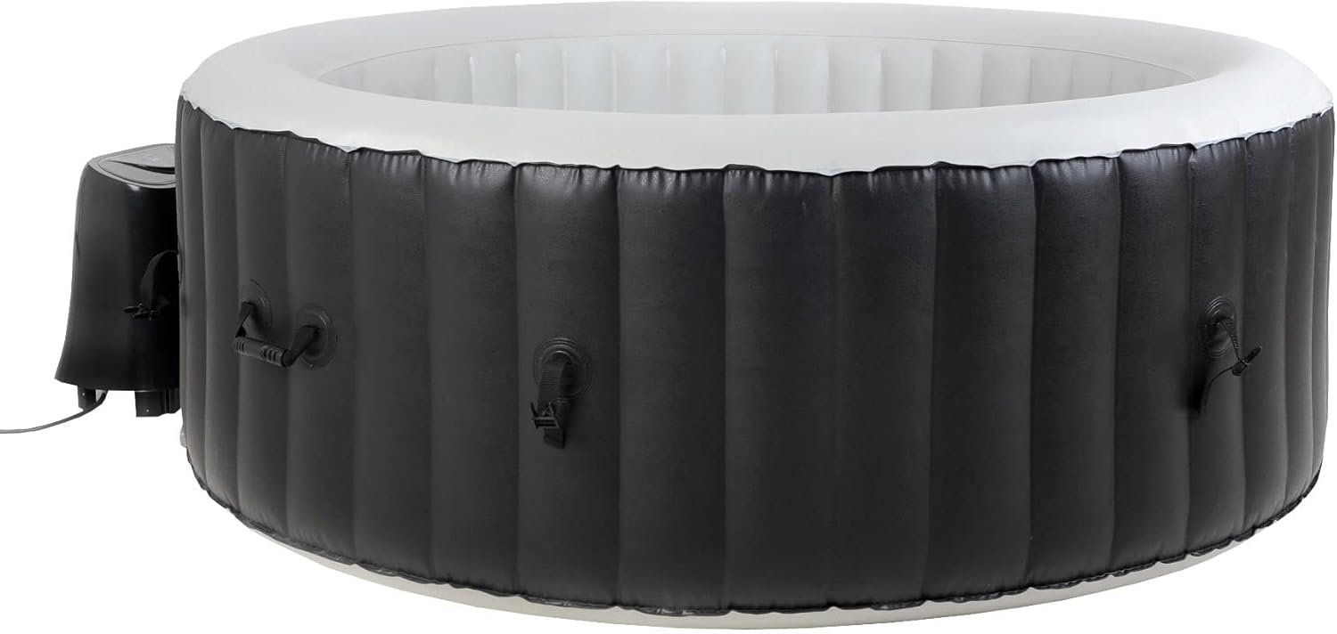👨👩👧👦 Whirlpools für Familien & Gruppen – Spa NEUER tragbarer aufblasbarer Whirlpool für 4 Personen, Schwarz, Weiß