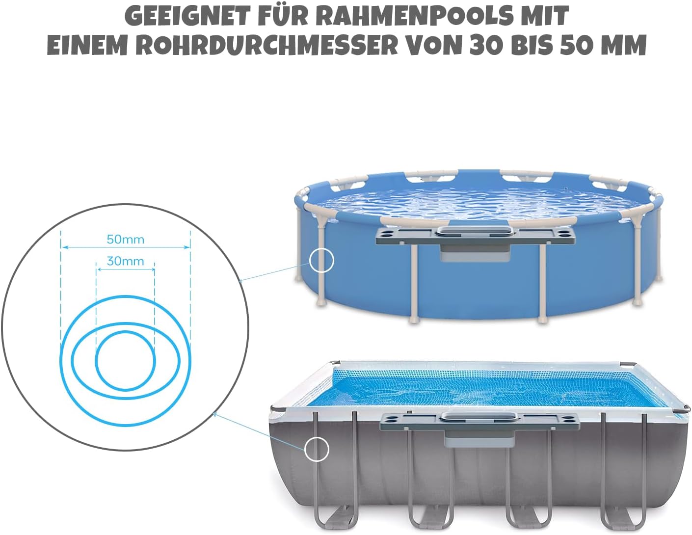 🧊 Whirlpools für Balkon & Terrasse – 3-in-1-Poolbar, Billardtisch mit Eiskübel, Getränkehalter, Ablageschale für oberirdische Pools, wetterfeste Swim-Up-Bar, stabile Tischplatte, Poolzubehör, Grau – Bild 4