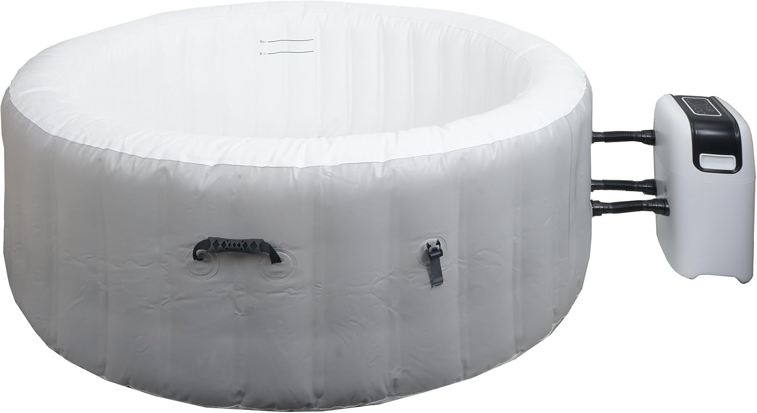 👨👩👧👦 Whirlpools für Familien & Gruppen – Mendler Whirlpool HWC-N97 4 Personen Indoor/Outdoor beheizbare aufblasbare Pumpe, PVC laminiert, rund, Durchmesser 180 cm, grau/weiß – Bild 3