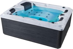 ⭐ Luxus Whirlpools  – Luxus Outdoor Whirlpool Berlin (Weiß) - 210 x 160 cm - mit 31 Massagedüsen, Heizung, Ozon, LED - Whirlpool für 2-3 Personen - Winterfest - Garten & Terrasse