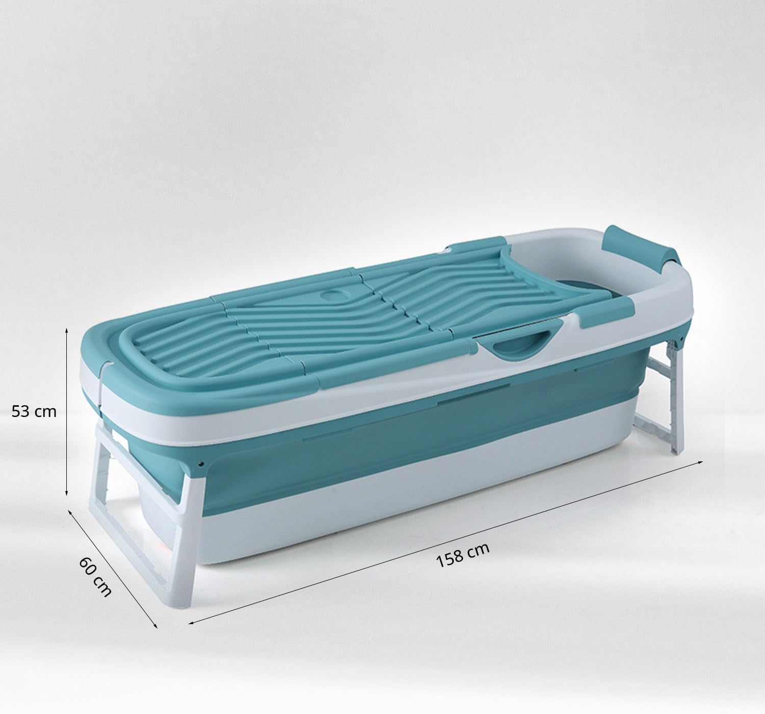 🧊 Whirlpools für Balkon & Terrasse – FlinQ faltbare Badewanne XXL für Erwachsene – 158 x 60 x 53 cm – faltbare mobile Badewanne – auch für Kinder geeignet – Blau – Bild 8