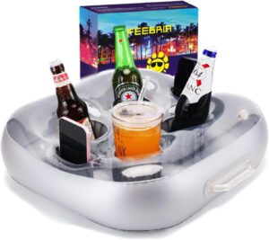 🎯 Whirlpool Gadgets – Inflatable Floating Drink Holder with 6 Holes Large Capacity and Transparent Material Float for Pool Party Beach White Hot Tub