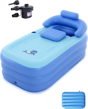 🧊 Whirlpools für Balkon & Terrasse – Inflatable Bathtub Adult Electric Pump & 3 Chamber Design Portable Folding Tub for Bathroom, Balcony & Camping