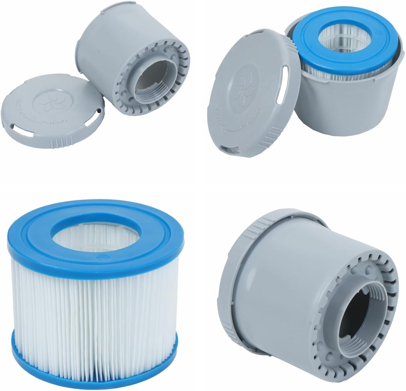 👨👩👧👦 Whirlpools für Familien & Gruppen – Mendler Whirlpool HWC-N97, 4 Personen, für drinnen und draußen, beheizbar, Pumpe, Dropstitch-Stoff, rund, Durchmesser 150 cm, Grau/Weiß – Bild 6