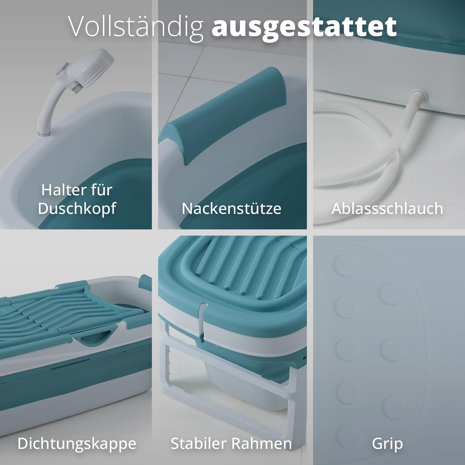 🧊 Whirlpools für Balkon & Terrasse – FlinQ faltbare Badewanne XXL für Erwachsene – 158 x 60 x 53 cm – faltbare mobile Badewanne – auch für Kinder geeignet – Blau – Bild 6