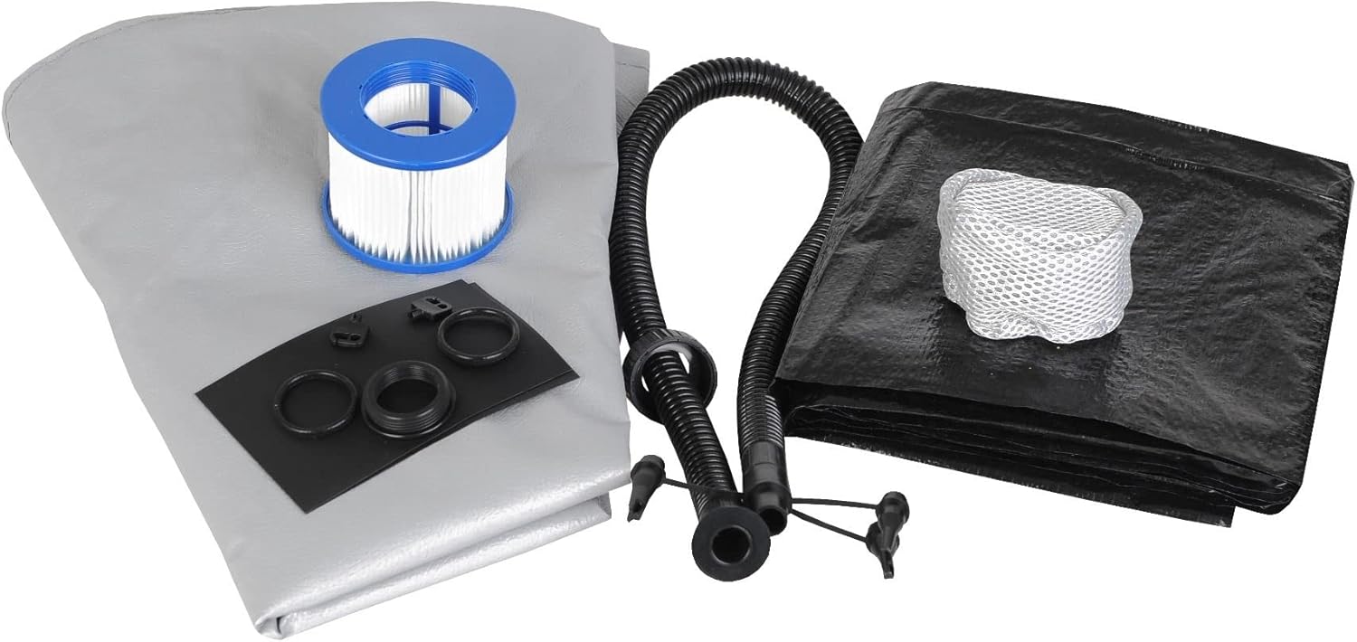 👨👩👧👦 Whirlpools für Familien & Gruppen – NEU NEU BENEOSPA_4P_Grey_Grey Tragbarer aufblasbarer Whirlpool für 4 Personen – Bild 8