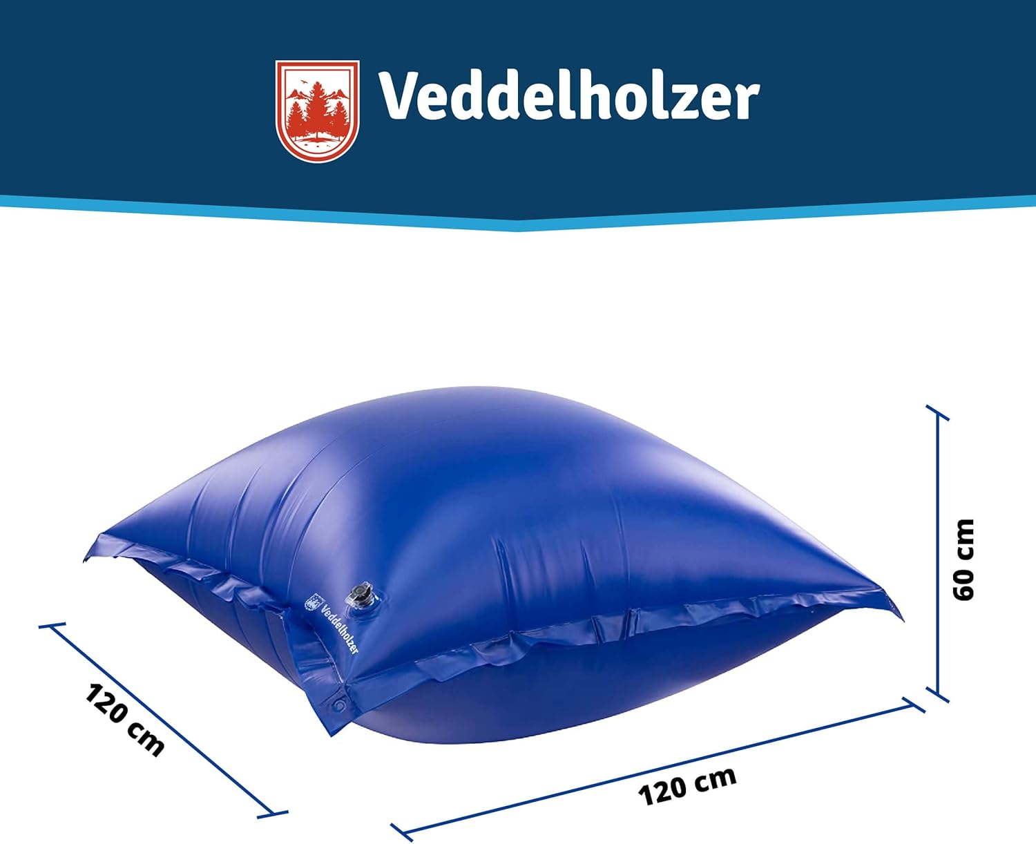 🎯 Whirlpool Gadgets – Veddelholzer XXL 120 x 120 cm Round Air Cushion Including 4 m Rope Pool Cushion for Pool Cover Perfect Accessory Winter Medium for Pool Canopy, Cover in Winter and Bad Weather – Bild 3