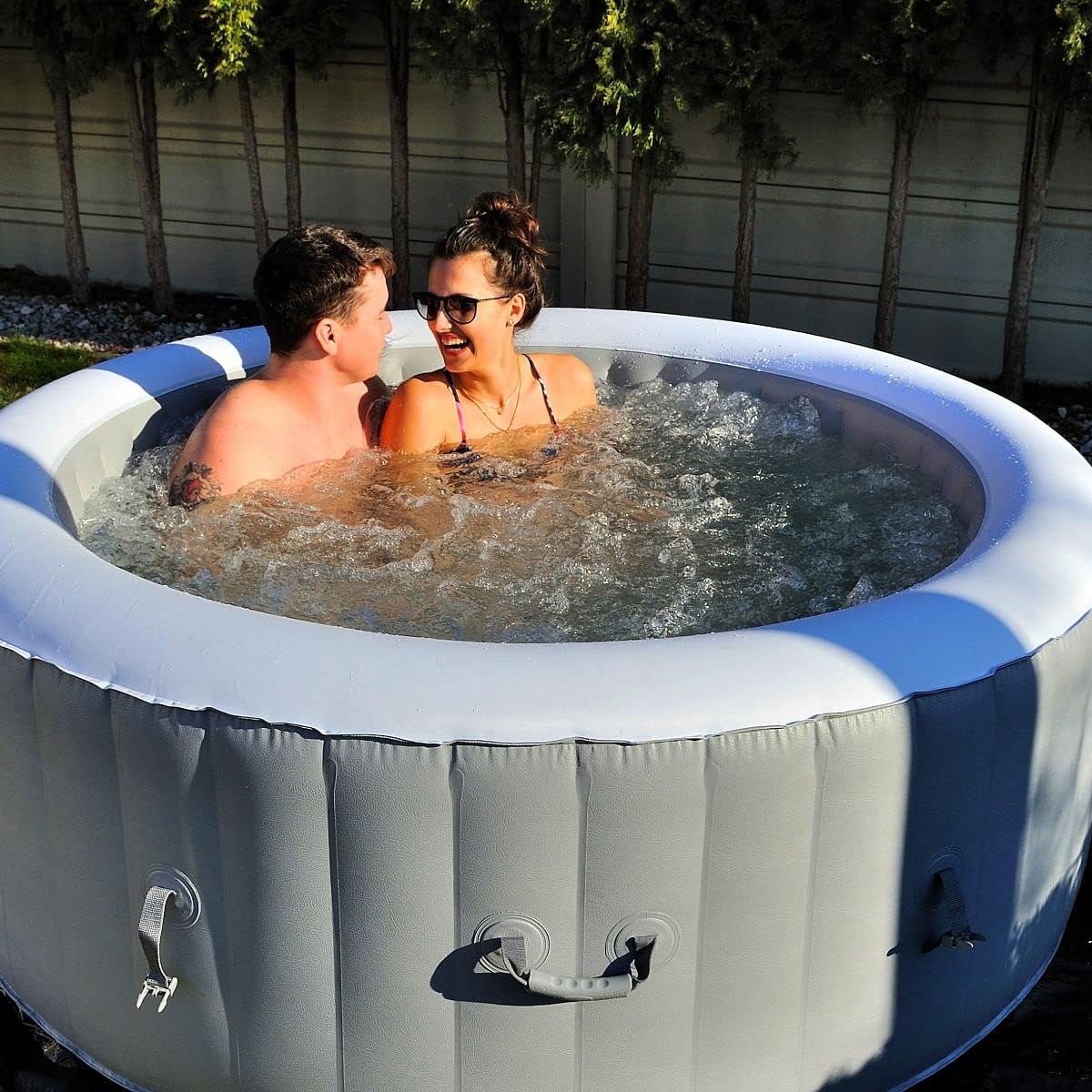 👨👩👧👦 Whirlpools für Familien & Gruppen – Spa NEUER tragbarer aufblasbarer Whirlpool für 4 Personen, Schwarz, Weiß – Bild 5
