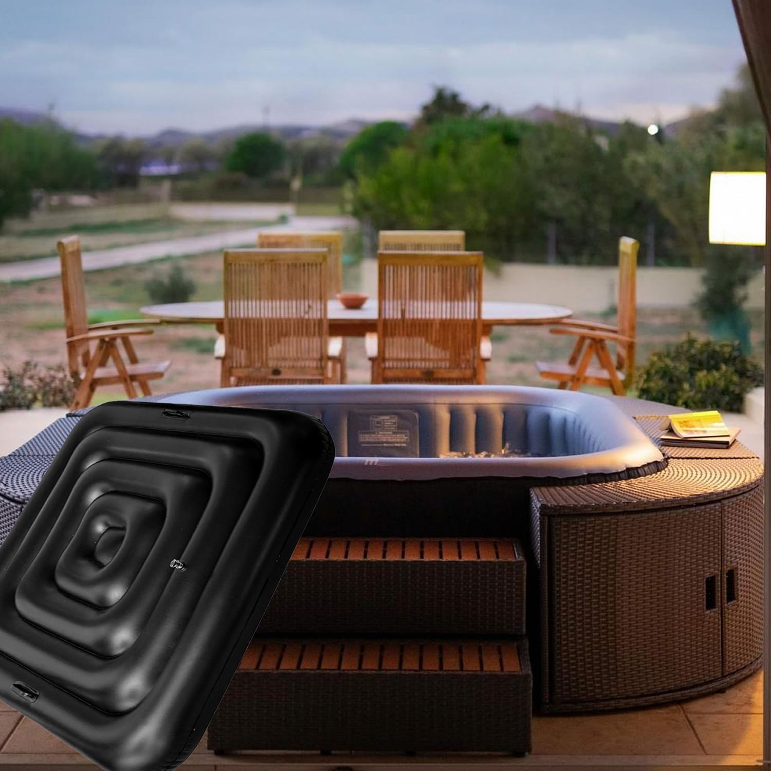 👨👩👧👦 Whirlpools für Familien & Gruppen – Mspa 130 cm aufblasbare Abdeckung, Whirlpool-Thermoabdeckung, quadratische Thermoabdeckung für Whirlpools im Freien, Winter, Festival, 4 Personen – Bild 7