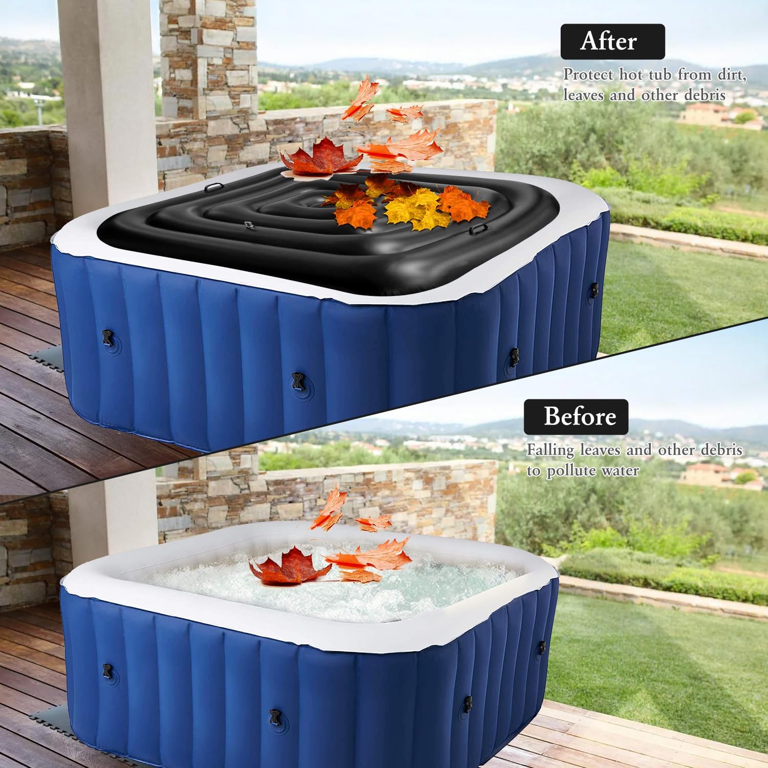 👨👩👧👦 Whirlpools für Familien & Gruppen – Mspa 130 cm aufblasbare Abdeckung, Whirlpool-Thermoabdeckung, quadratische Thermoabdeckung für Whirlpools im Freien, Winter, Festival, 4 Personen – Bild 4