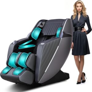 ⭐ Luxus Whirlpools  – Business Class Massagestuhl, Ganzkörpermassage mit Body Scan, Shiatsu Automatische Wadenstützverlängerung und Wadenknetmassage (Schwarz/Grau)