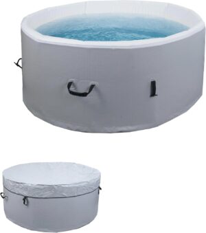 👨‍👩‍👧‍👦 Whirlpools für Familien & Gruppen – Mendler Whirlpool HWC-N97 Ersatzpool für 4 Personen, aufblasbares Dropstitch-Gewebe für drinnen und draußen, rund, Durchmesser 150 cm, grau/weiß