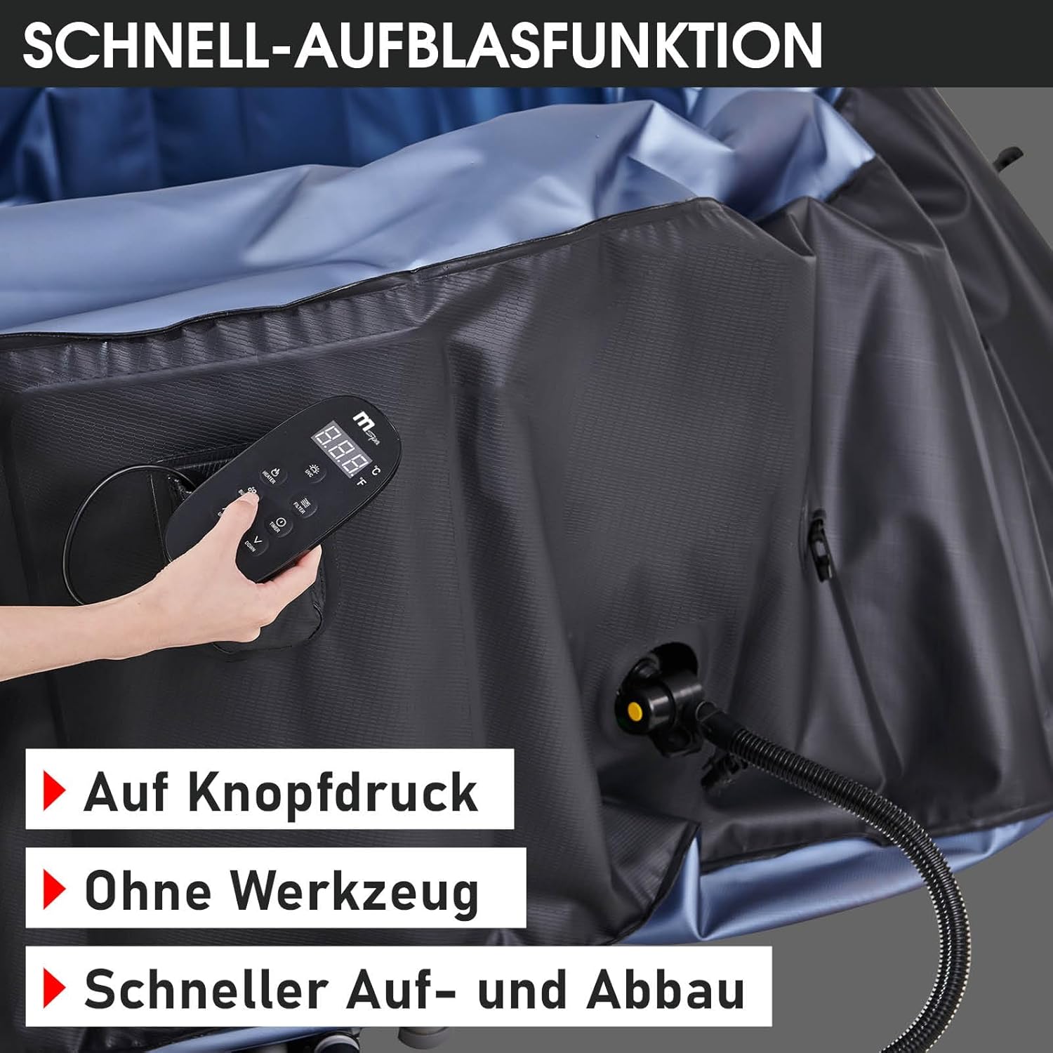 👨👩👧👦 Whirlpools für Familien & Gruppen – BRAST® MSpa Bergen aufblasbarer Whirlpool für 4-8 Personen, viele Größen, Durchmesser 180-224 cm, In- Outdoor Pool, ganzjähriger Einsatz, bis zu 144 Massagedüsen, energiesparend inklusive Energiespartimer, Bergen 4 – Bild 8