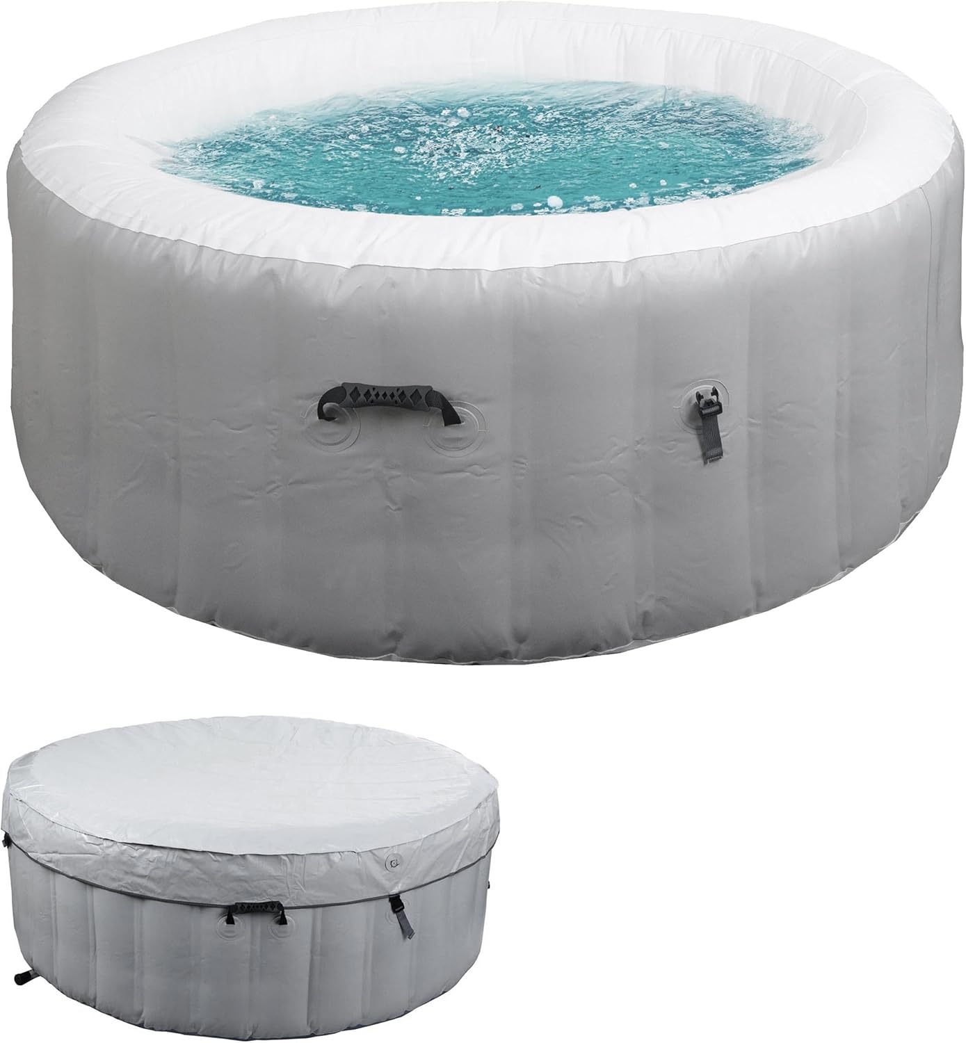👨👩👧👦 Whirlpools für Familien & Gruppen – Mendler Whirlpool HWC-N97 Ersatzpool für 4 Personen, Indoor/Outdoor aufblasbar, PVC laminiert, rund, Durchmesser 180 cm, grau/weiß