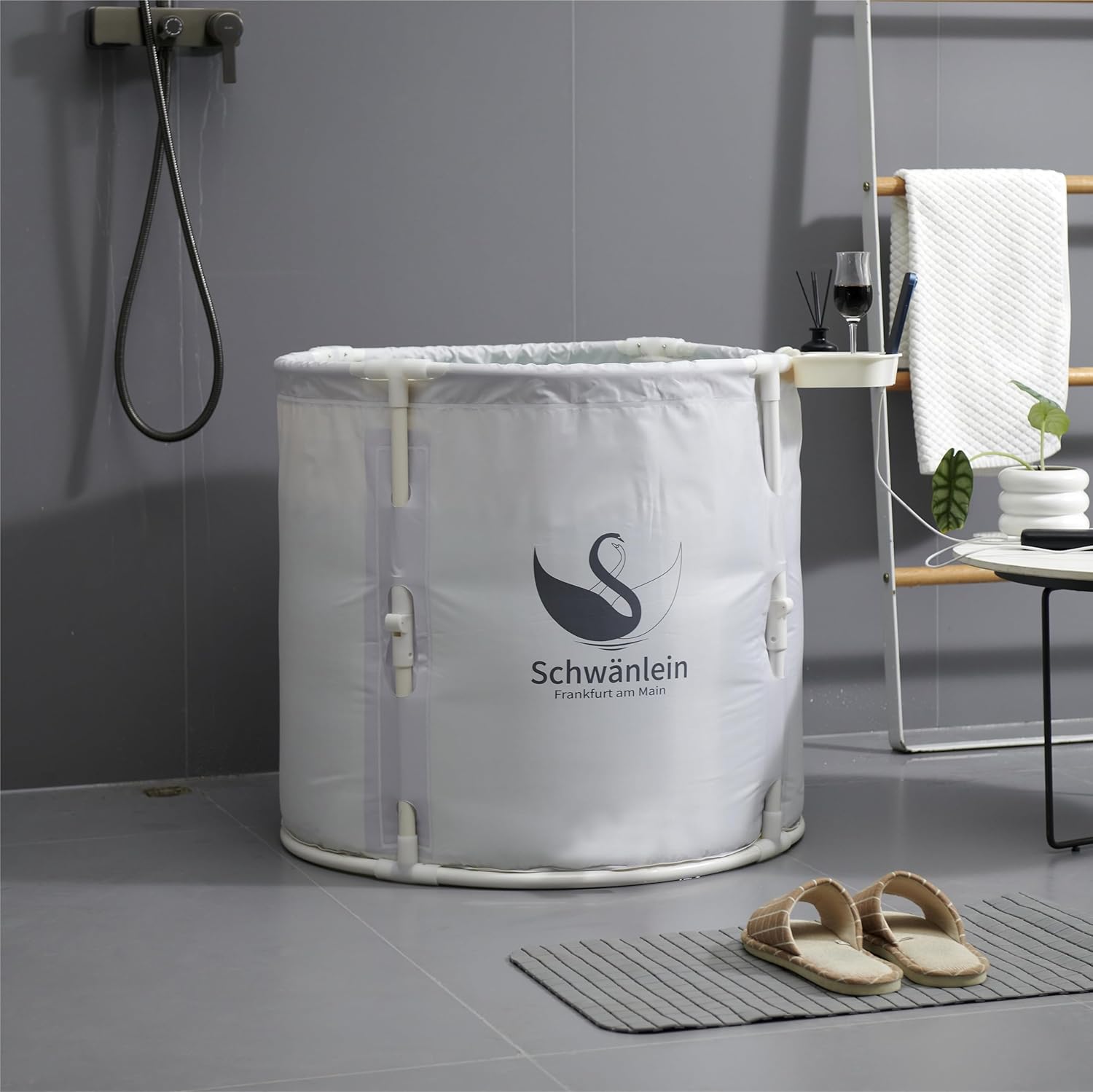🧊 Whirlpools für Balkon & Terrasse – Faltbares Eisbad, 70 x 65 cm, tragbar für Kryotherapie und Sport-Kalttune, isolierter Eisbehälter für den Innen- und Außenbereich (weiß)
