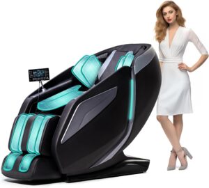 ⭐ Luxus Whirlpools – Ganzkörper-Massagestuhl mit Bodyscan 4D-Roboterhänden, intelligenter Shiatsu-Massage-Sitzbezug mit Sprachfunktion, Rückenheizung (schwarz)