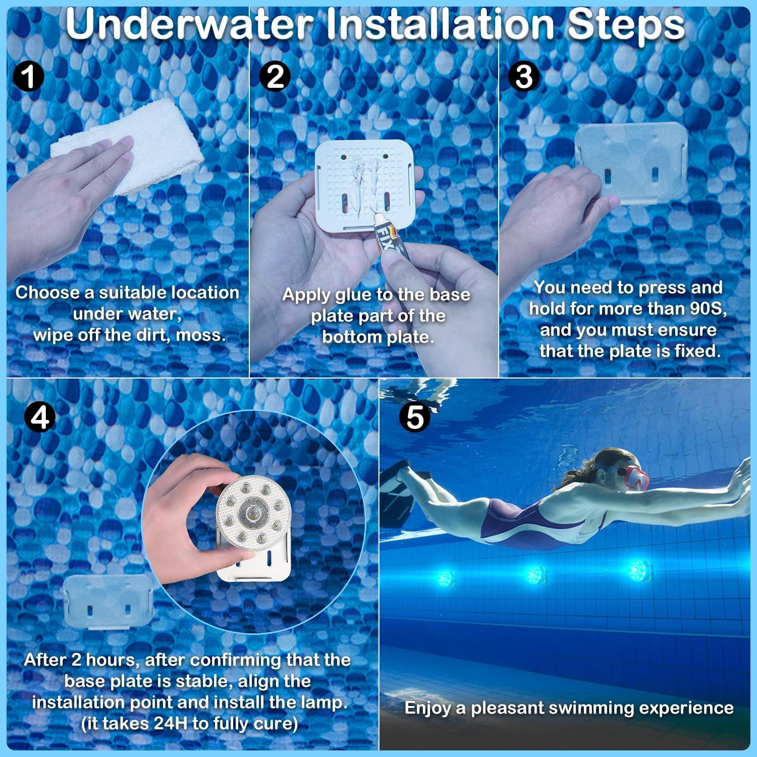 🎯 Whirlpool Gadgets – Underwater Pool Lighting, Rechargeable Underwater Light LED with Remote Control, Waterproof Pool Lights, Pond Lighting for Pool, Bathtub, Aquarium, Fountain, Party Decoration, Pack of 2 – Bild 6