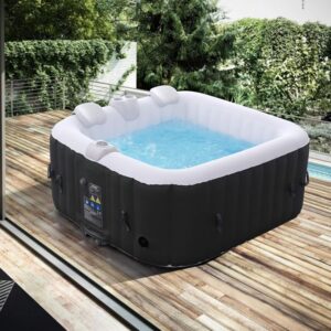 🧊 Whirlpools für Balkon & Terrasse – Arebos aufblasbarer 4-Personen-Whirlpool – für den Innen- und Außenbereich – 130 Düsen – 154 x 154 cm – 550 Liter – Spa-Pool – Massage, Heizung, Wellness