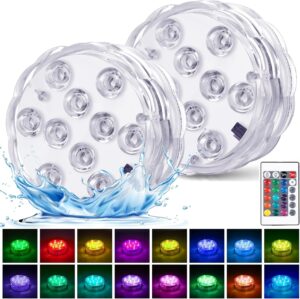 🎯 Whirlpool Gadgets – Underwater Light with Remote Control - Waterproof and Battery Operated - RGB Multi Colour Changing - For Pool, Vase, Spa, Aquarium, Pond, Hot Tub, Party Decoration (Pack of 2)