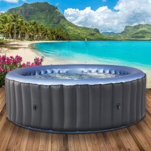 👨👩👧👦 Whirlpools für Familien & Gruppen – BRAST® MSpa Bergen aufblasbarer Whirlpool für 4-8 Personen, viele Größen, Durchmesser 180-224 cm, In- Outdoor Pool, ganzjähriger Einsatz, bis zu 144 Massagedüsen, energiesparend inklusive Energiespartimer, Bergen 4