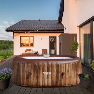 🧊 Whirlpools für Balkon & Terrasse – Arebos Whirlpool aufblasbar für drinnen und draußen, 190 x 120 cm, oval, 2 Personen, 90 Massagedüsen mit Heizung, 550 Liter, inklusive Abdeckung, Sprudelbad, Spa & Wellness-Massage