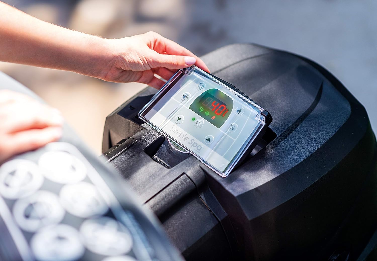 👨👩👧👦 Whirlpools für Familien & Gruppen – Intex Simple Spa 28482 Aufblasbarer Whirlpool, 4 Personen, 100 Düsen, Heizung, Grau, Durchmesser 196 x 66 cm – Bild 7