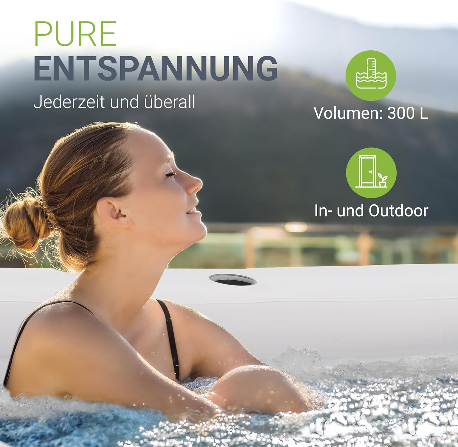 🧊 Whirlpools für Balkon & Terrasse – Juskys aufblasbare Badewanne M – Outdoor-Badewanne für Erwachsene, faltbar, mobiler Eisbehälter mit Rückenlehne für Balkon, Eisbad mit Abdeckung & Pumpe – Bild 2