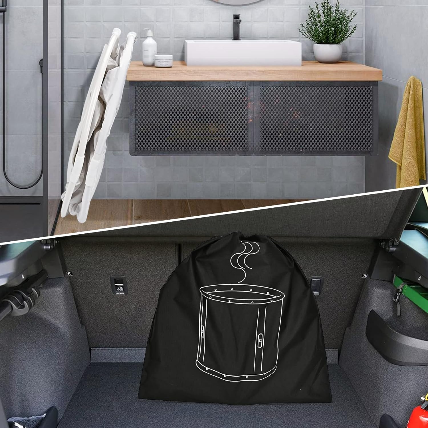 🧊 Whirlpools für Balkon & Terrasse – Faltbares Eisbad, 70 x 65 cm, tragbar für Kryotherapie und Sport-Kalttune, isolierter Eisbehälter für den Innen- und Außenbereich (weiß) – Bild 6