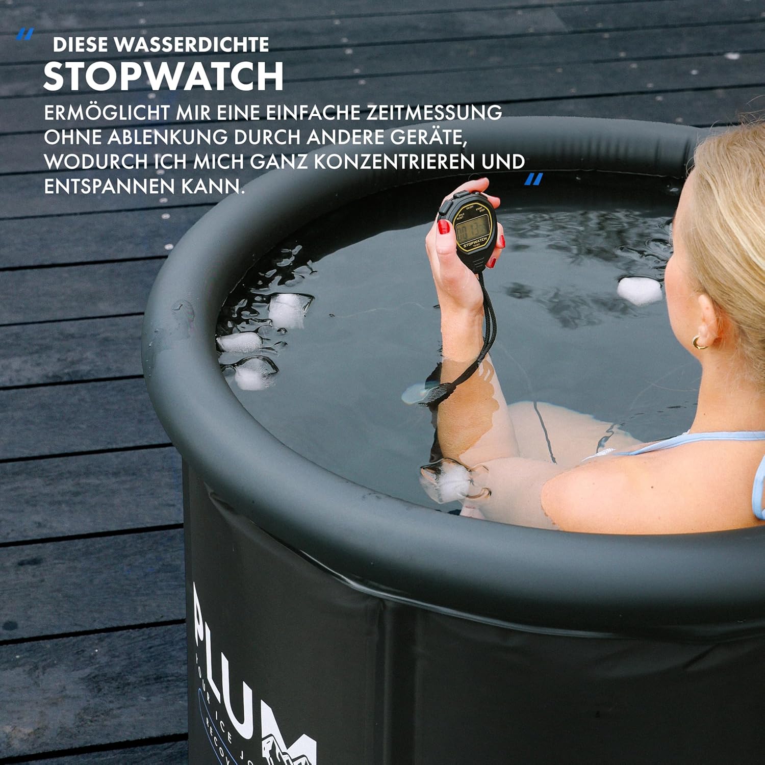 🧊 Whirlpools für Balkon & Terrasse – PLUM - Eisbad (Durchmesser 80 cm) XL Komplettset – Eisbehälter mit Eisbadzubehör – Eisbad für die Kryotherapie zu Hause – faltbare Badewanne mit 5 dicken Isolationsschichten – Eisbadfass – Bild 5