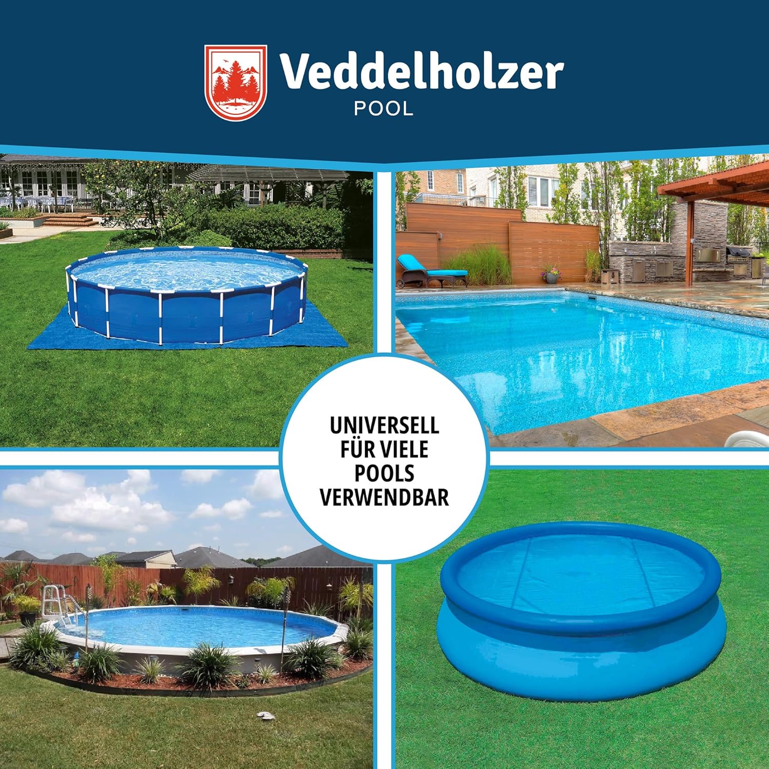 🎯 Whirlpool Gadgets – Veddelholzer XXL 120 x 120 cm Round Air Cushion Including 4 m Rope Pool Cushion for Pool Cover Perfect Accessory Winter Medium for Pool Canopy, Cover in Winter and Bad Weather – Bild 6