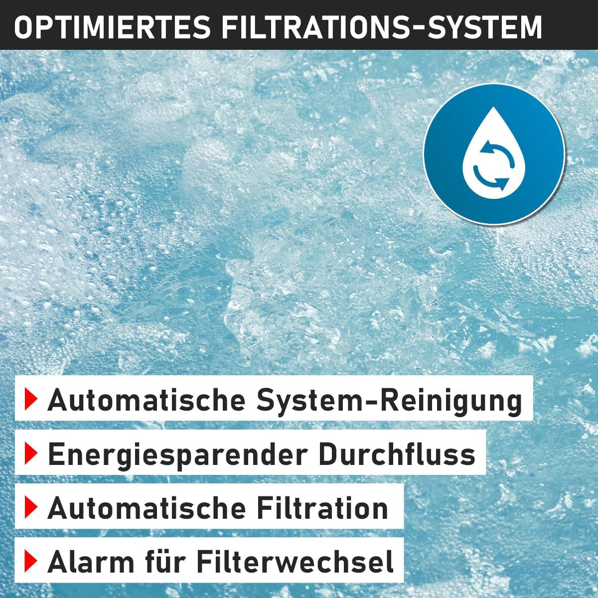 ⭐ Luxus Whirlpools – BRAST Whirlpool MSpa Denver with Fixed Outer Wall, Diameter 182 x 70 cm, LED Lighting with 20 Adjustable Colours for 6 People, 130 Massage Jets, Year-Round Use Winterproof, Indoor and Outdoor Pool – Bild 9