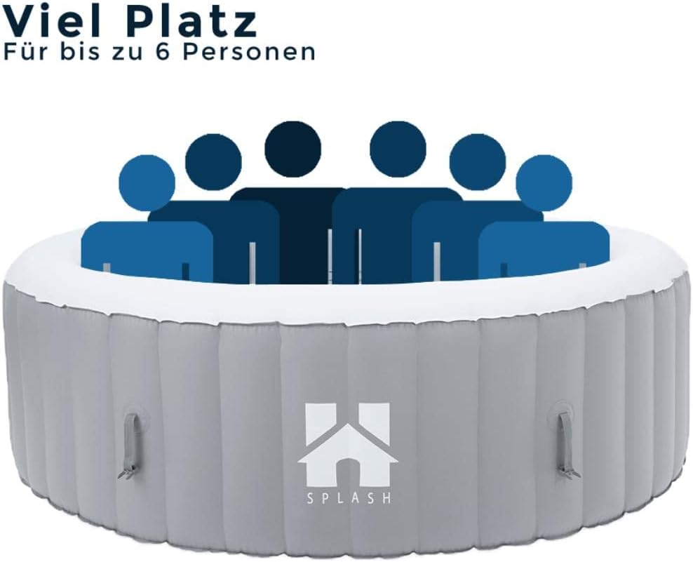 ⭐ Luxus Whirlpools – Aufblasbarer Whirlpool St. Moritz Splash – Betongrau – Luxus-Spa-Pool für 6 Personen – 130 Düsen, 40 °C Heizung, Terrasse und Garten – Bild 4
