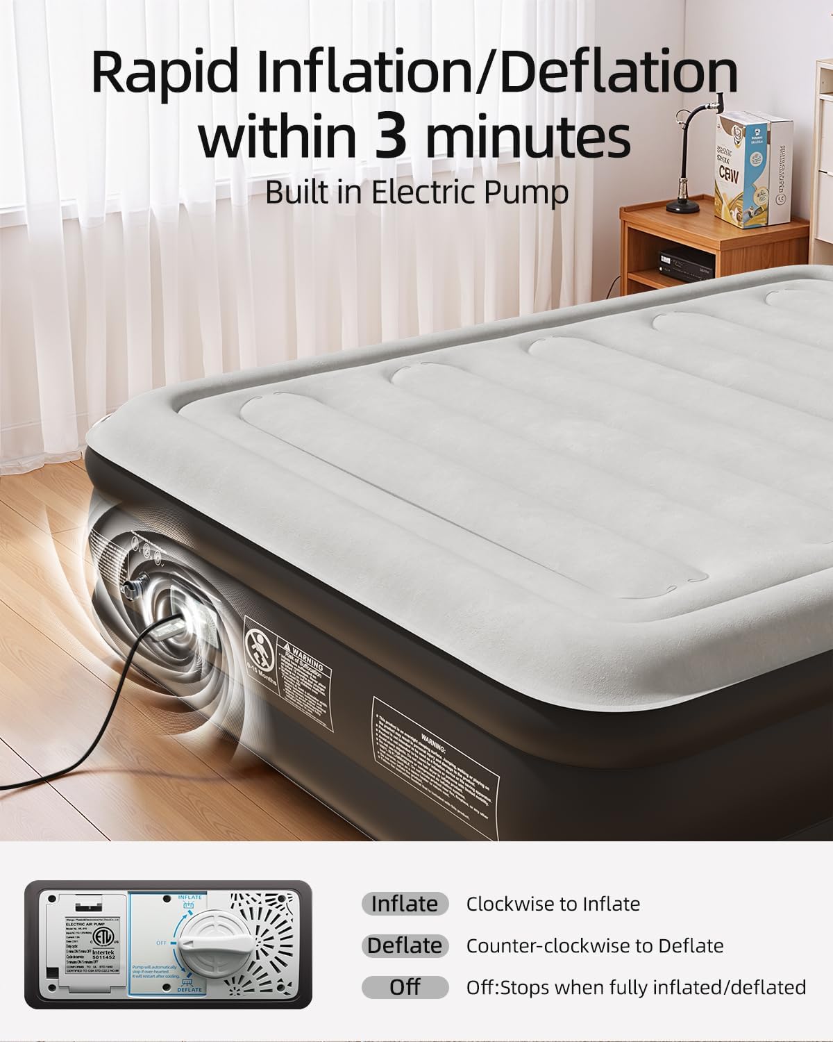 ⭐ Luxus Whirlpools – CHILLSUN Selbstaufblasendes Luftbett mit Pumpe, Luftmatratze für 1 Person, leicht und einfach zu verstauen, hohe Stabilität und Belastbarkeit, 190 x 100 x 46 cm für Camping, Gästezimmer, Zuhause – Bild 6