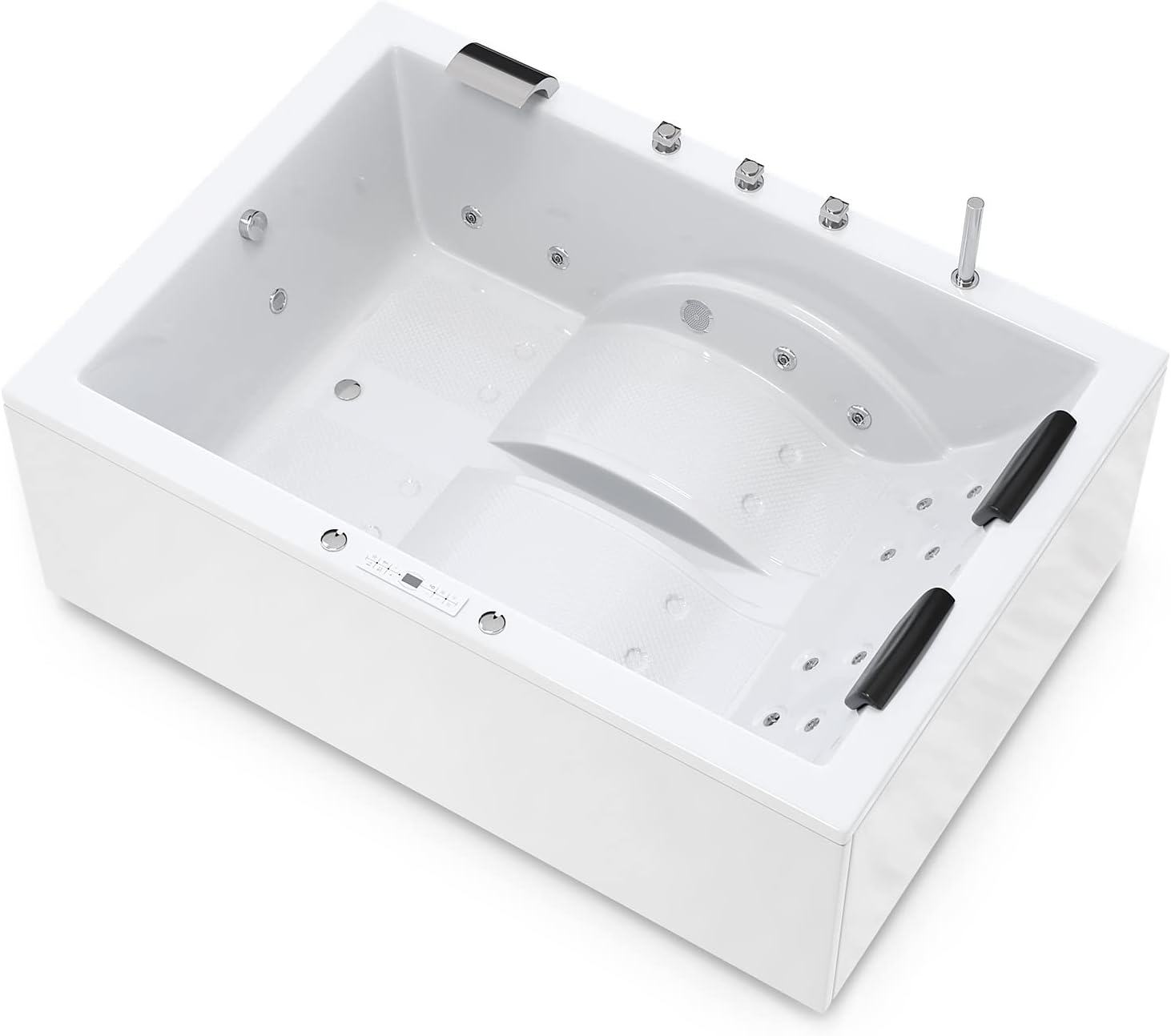 ⭐ Luxus Whirlpools – AQUADE Jacuzzi Marburg Classic 2 Personen Whirlpool 180 x 130 cm mit LED Whirlpoolbeleuchtung, Wasserhahn Whirlpool Badewanne & Badekissen für Badewanne Whirlpool 2 Personen / Badewanne Komplettset