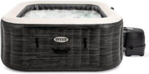 ⭐ Luxus Whirlpools – INTEX PureSpa Greywood Deluxe Indoor & Outdoor Whirlpool aufblasbar für 6 Personen 1098 L (196 x 71 cm) inkl. Wasserenthärtungs- & Salzwassersystem – 170 Massagedüsen – Heizung – App-Steuerung & LED