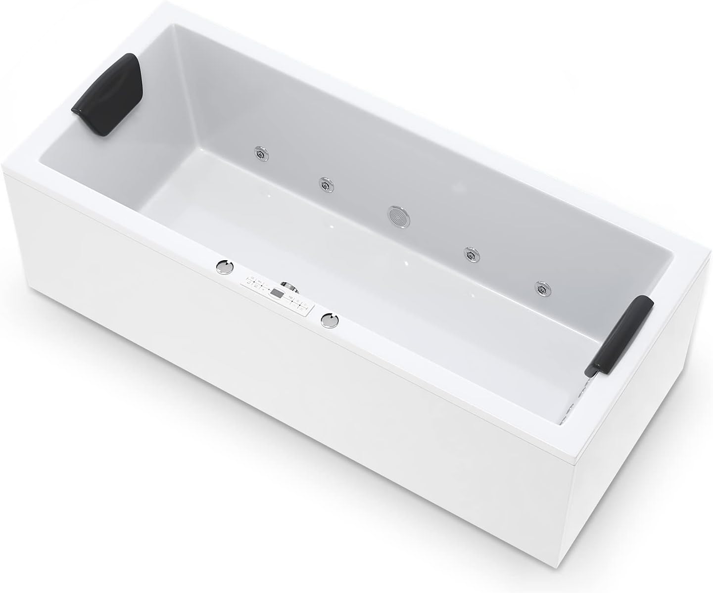 ⭐ Luxus Whirlpools – AQUADE Wolfsburg Classic Whirlpool Badewanne 180 x 80 cm mit LED Whirlpool Beleuchtung & Badekissen für Badewanne Whirlpool / Badewanne Komplettset
