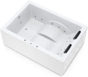 ⭐ Luxus Whirlpools – AQUADE Jacuzzi Marburg Classic 2-Personen-Whirlpool-Badewanne 180 x 130 cm mit LED-Whirlpool-Beleuchtung & Badekissen für Badewanne Whirlpool 2 Personen / Whirlpool-Badewannen-Set