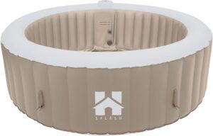 ⭐ Luxus Whirlpools – Home Deluxe – Outdoor-Whirlpool – Splash – Beige, Durchmesser 208 cm, Höhe 65 cm, 130 Luftdüsen – inklusive: Abdeckung, Reparaturset, Filterset, Outdoor-Whirlpool Spa für 6 Personen.