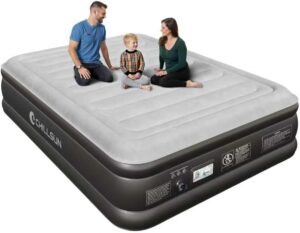 ⭐ Luxus Whirlpools – CHILLSUN Luftbett, Luftmatratze für 2 Personen, 203 x 152 x 46 cm, aufblasbare Matratze mit elektrischer Pumpe, extra dicke wasserdichte beflockte Oberfläche, leicht zu verstauen für Camping und Gästebett
