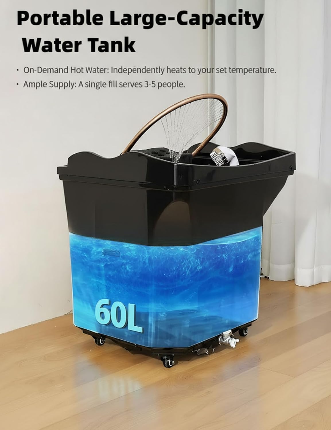 ⭐ Luxus Whirlpools – Head-Spa Device with Waterfall & Hydro-Jet Massage - Professional Head Massage Tub with 7 Colours Chrome Therapy, Ideal for Salons, Spas and Home (Black + Smoke) – Bild 2