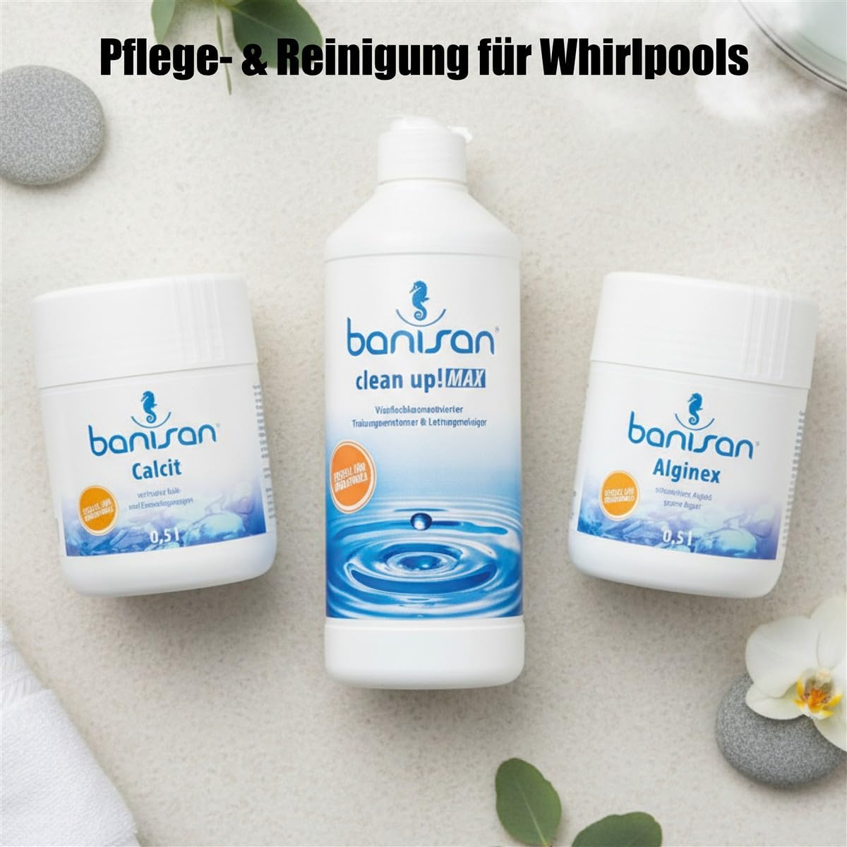 🧼 Zubehör & Pflege – Savings Set Alginex Clean Up Max Calcite Water Care for Whirlpools SwimSpa Banisan Set Water Care Set Algae Disinfection Active Oxygen – Bild 8