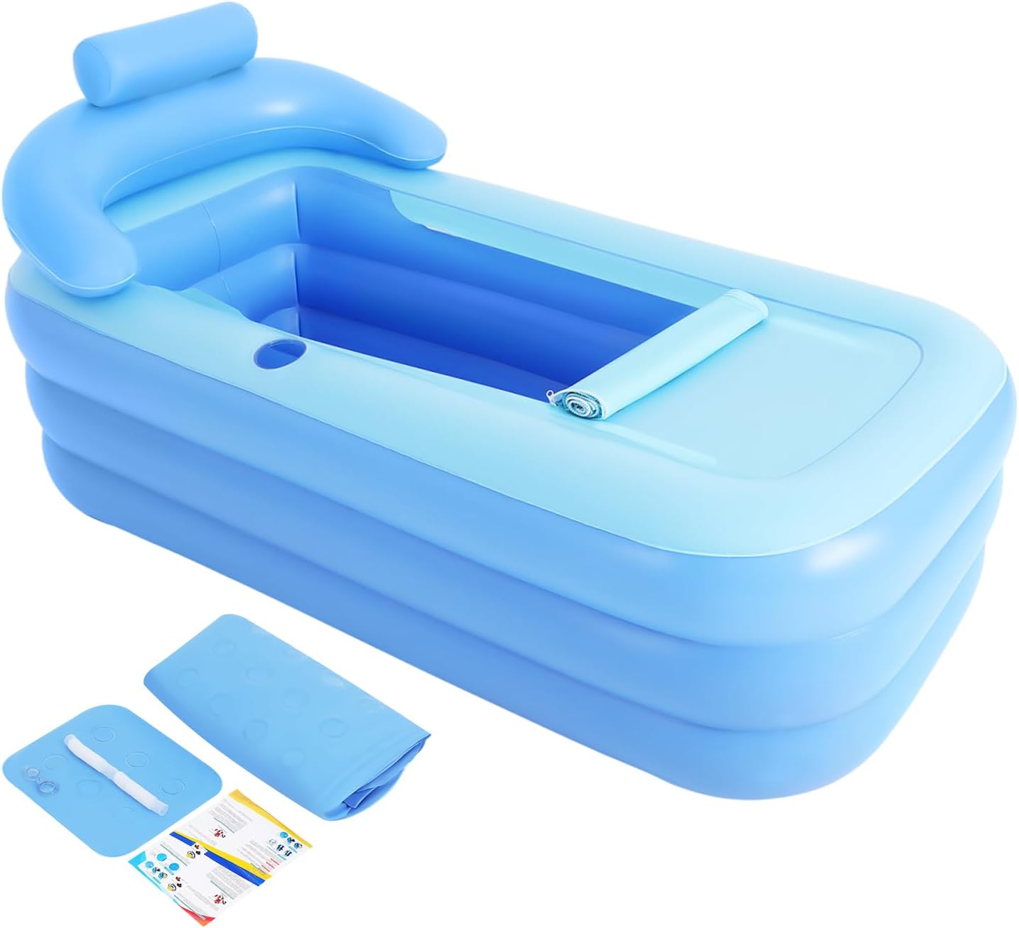 👨👩👧👦 Whirlpools für Familien & Gruppen – Tragbare faltbare Badewanne für Erwachsene, aufblasbare PVC-Badewanne 180 cm max. für Heißwasserbad und Eisbad