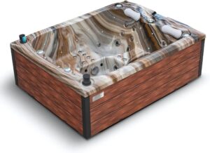 👨‍👩‍👧‍👦 Whirlpools für Familien & Gruppen – poolomio Whirlpool für 3 Personen, winterfester Outdoor- & Indoor-Spa mit 42 Massagedüsen, WLAN, Lautsprechern & LED-Licht, quadratischer Whirlpool für den Garten oder Innenbereich aus Aristech-Acryl